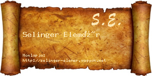 Selinger Elemér névjegykártya